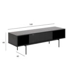 TV-laud ANGUS 140x40xH44cm, must, lauaplaat: must saare melamiin, raam: metall Elutoamööbel ACTONA
