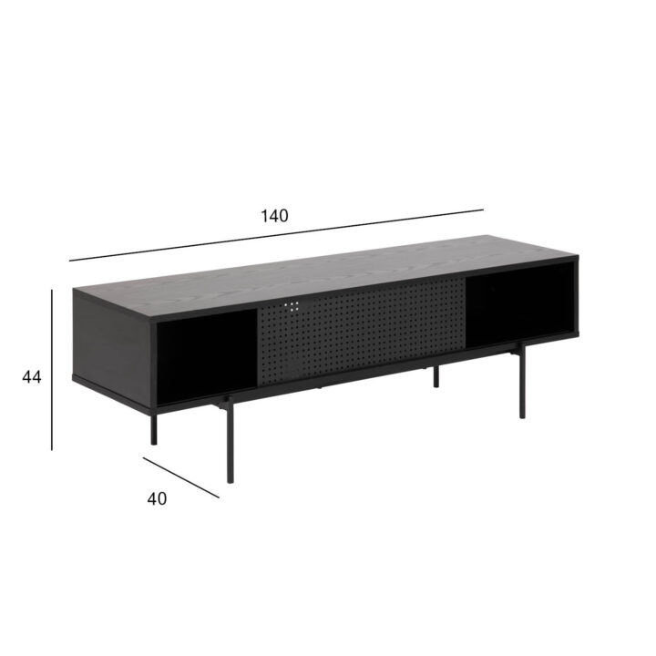 TV-laud ANGUS 140x40xH44cm, must, lauaplaat: must saare melamiin, raam: metall Elutoamööbel ACTONA