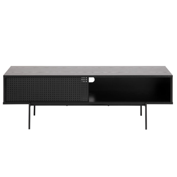 TV-laud ANGUS 140x40xH44cm, must, lauaplaat: must saare melamiin, raam: metall Elutoamööbel ACTONA