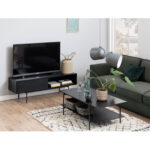 TV-laud ANGUS 140x40xH44cm, must, lauaplaat: must saare melamiin, raam: metall Elutoamööbel ACTONA