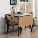 Söögilaud ROXBY, 80/120x80xH76cm, tamm/must, pikendatav, lauaplaat: naturaalse tamme spoon, lakitud, jalad: kummipuu Söögilauad ACTONA
