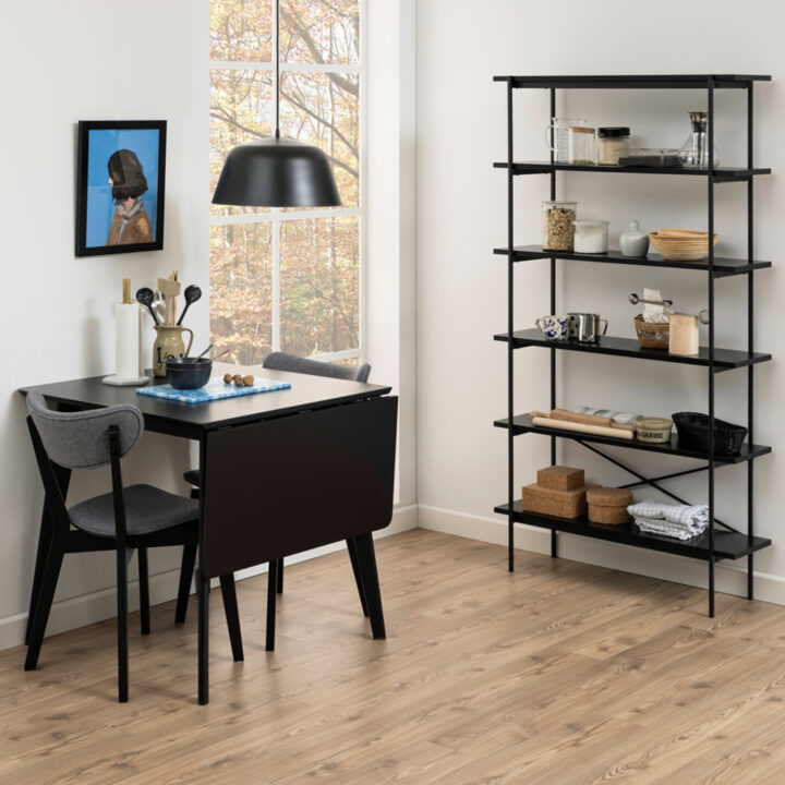 Söögilaud ROXBY, 80/120x80xH76cm, must, pikendatav, lauaplaat: naturaalse tamme spoon, peitsitud, jalad: kummipuu Söögilauad ACTONA