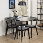 Söögilaud ROXBY, 80/120x80xH76cm, must, pikendatav, lauaplaat: naturaalse tamme spoon, peitsitud, jalad: kummipuu Söögilauad ACTONA