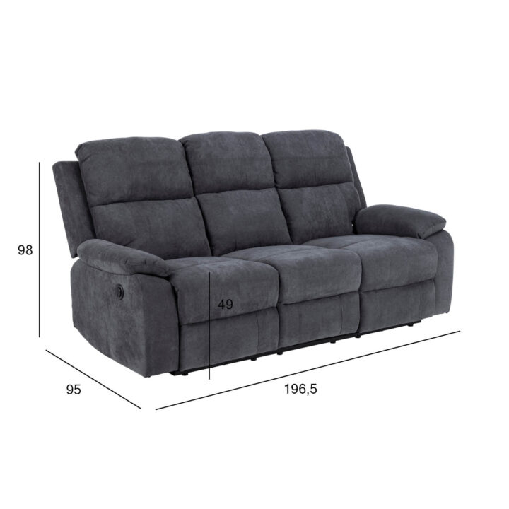 Diivan 3-ne, elektriline recliner MORA, tumehall Diivanid ACTONA