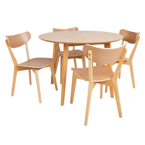 Söögilauakomplekt ROXBY ümar laud D105xH76cm, 4 tooli (AC91520 ), tamm Söögilaua komplektid ACTONA
