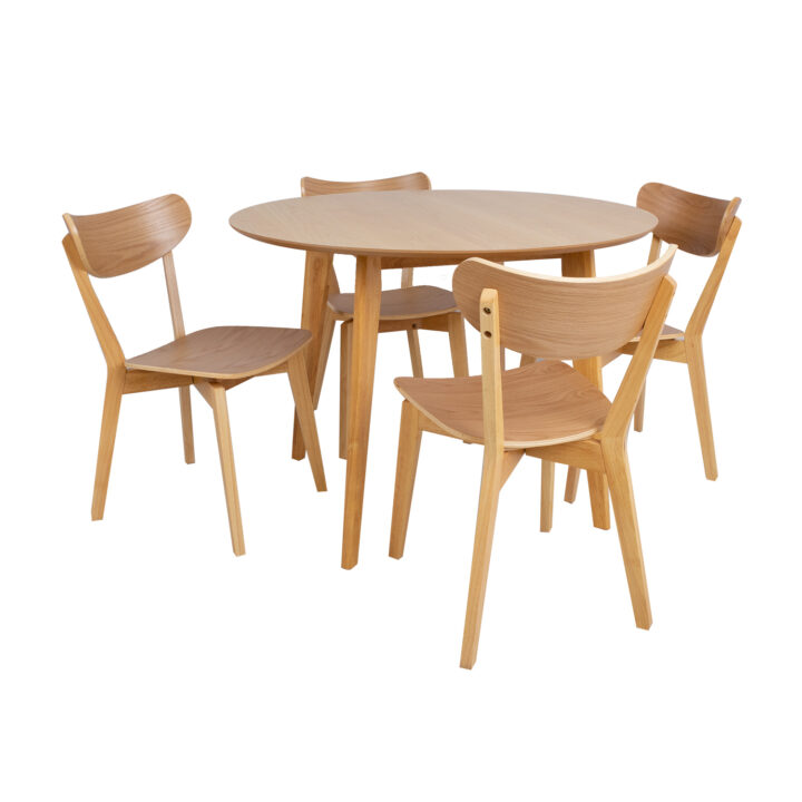 Söögilauakomplekt ROXBY ümar laud D105xH76cm, 4 tooli (AC91520 ), tamm Söögilaua komplektid ACTONA