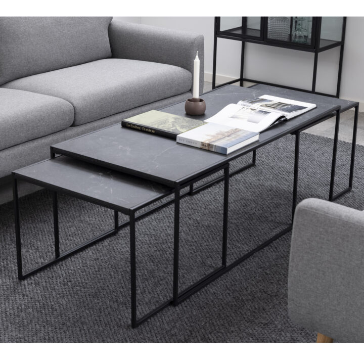 Diivanilauad 3tk INFINITY 120x60xH48cm, 56x56xH44cm, 56x56xH44cm, must Diivanilauad ja abilauad ACTONA