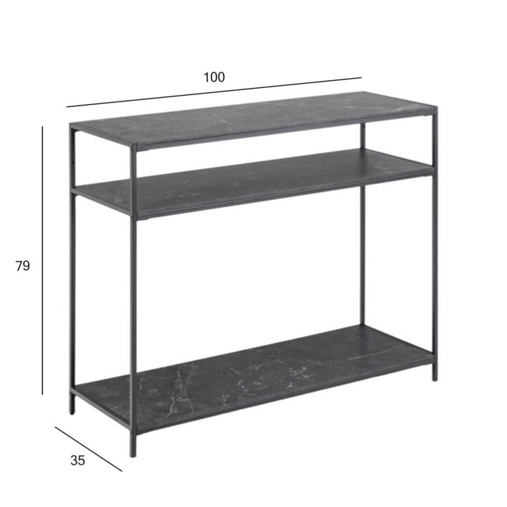 Abi-/konsoollaud INFINITY, 100x35xH79cm, must marmor Elutoamööbel Abilauad ja serveerimislauad