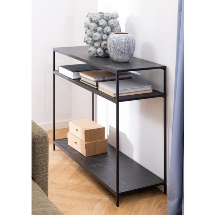 Abi-/konsoollaud INFINITY, 100x35xH79cm, must marmor Elutoamööbel Abilauad ja serveerimislauad