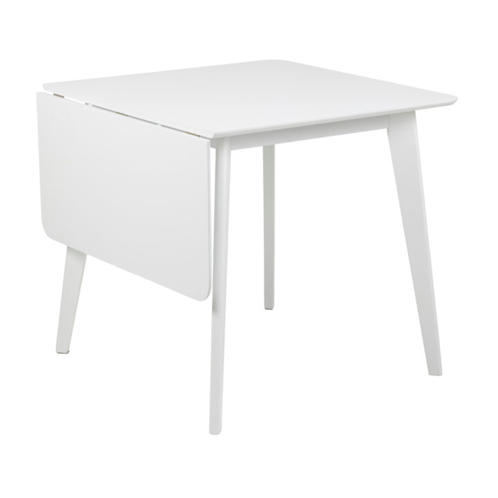 Söögilaud ROXBY, 80/120x80xH76cm, valge, pikendatav, lauaplaat: valgeks värvitud MDF, jalad: kummipuu Söögilauad ACTONA