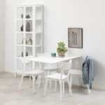 Söögilaud ROXBY, 80/120x80xH76cm, valge, pikendatav, lauaplaat: valgeks värvitud MDF, jalad: kummipuu Söögilauad ACTONA