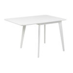 Söögilaud ROXBY, 80/120x80xH76cm, valge, pikendatav, lauaplaat: valgeks värvitud MDF, jalad: kummipuu Söögilauad ACTONA