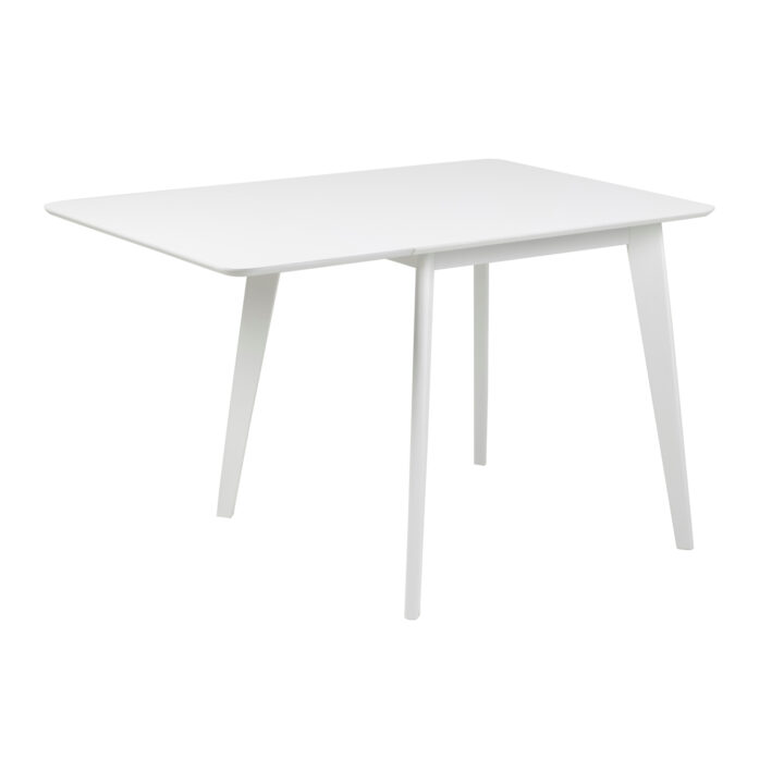 Söögilaud ROXBY, 80/120x80xH76cm, valge, pikendatav, lauaplaat: valgeks värvitud MDF, jalad: kummipuu Söögilauad ACTONA