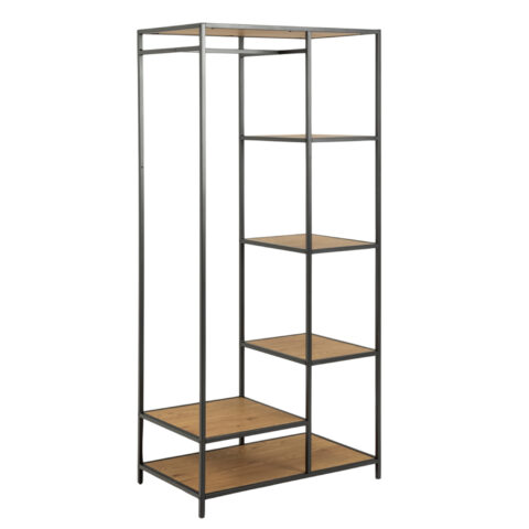 Esikunagi SEAFORD 77x45xH165cm, 5 riiuliga, metsik tamm, MDF/melamiin, metall Esik ja Garderoob ACTONA