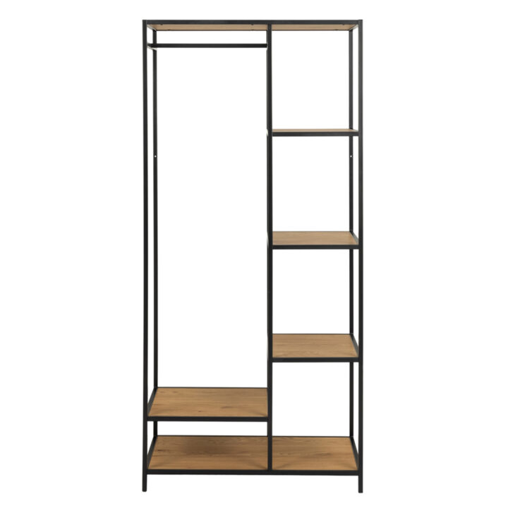 Esikunagi SEAFORD 77x45xH165cm, 5 riiuliga, metsik tamm, MDF/melamiin, metall Esik ja Garderoob ACTONA