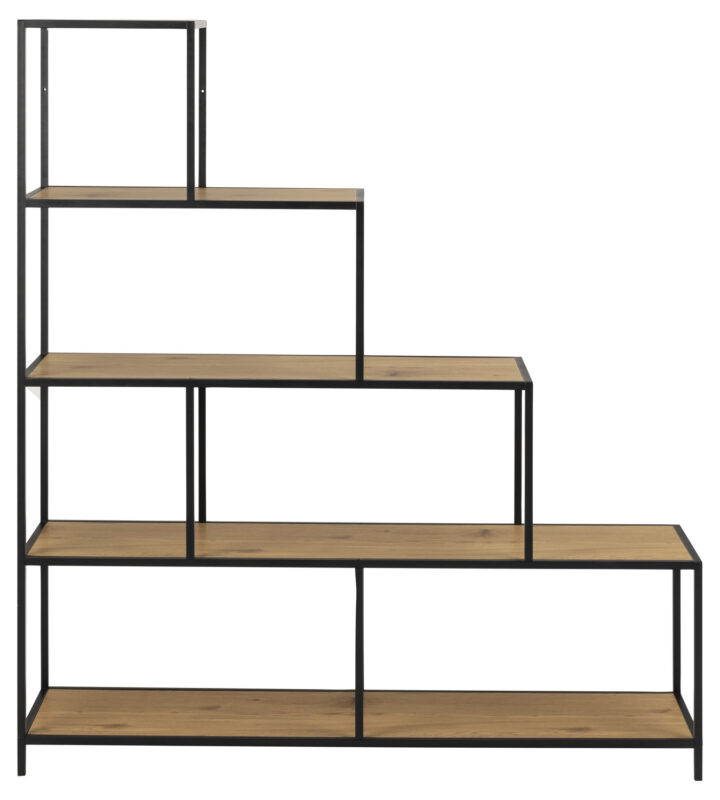 Riiul SEAFORD 135x35xH150cm, naturaalne, pulbervärvitud metall Elutoamööbel ACTONA