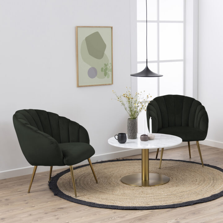 Tugitool DANIELLA 76x76xH81cm, tumeroheline/messing Elutoamööbel ACTONA