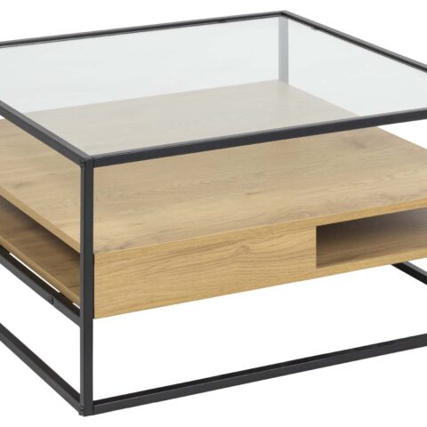 Diivanilaud RANDOLF 80x80x40cm, tamm, 80x80xH40cm, metall, klaas Diivanilauad ja abilauad Diivanilauad ja abilauad