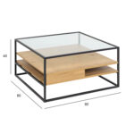 Diivanilaud RANDOLF 80x80x40cm, tamm, 80x80xH40cm, metall, klaas Diivanilauad ja abilauad Diivanilauad ja abilauad
