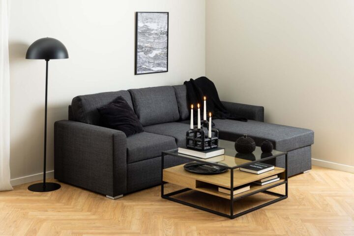 Diivanilaud RANDOLF 80x80x40cm, tamm, 80x80xH40cm, metall, klaas Diivanilauad ja abilauad Diivanilauad ja abilauad
