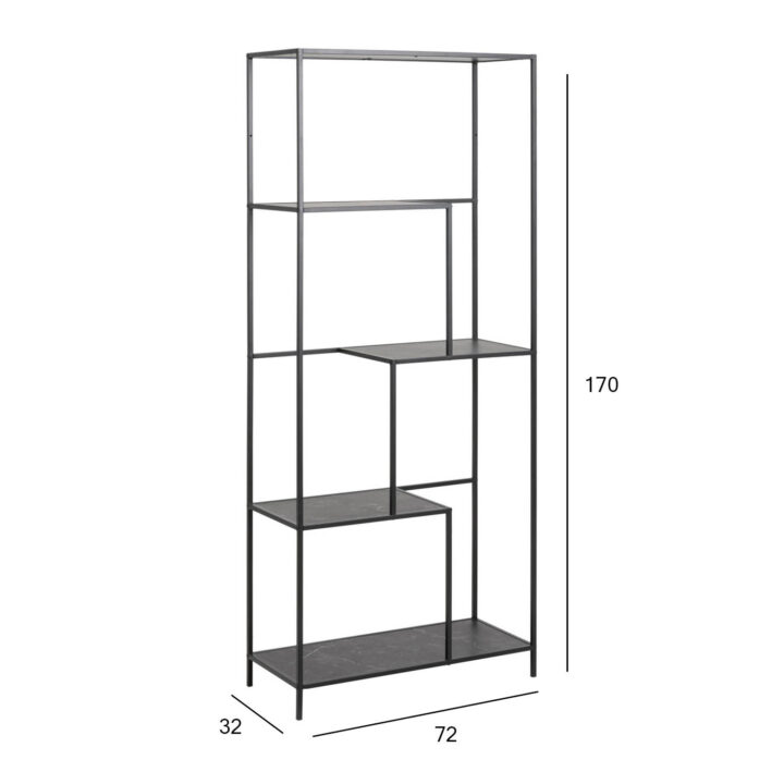 Riiul INFINITY 72x32xH170cm, must Elutoamööbel ACTONA
