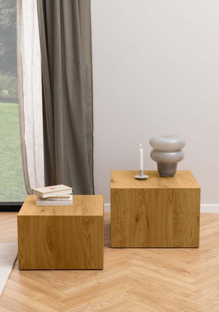 Diivanilauad 2tk DICE 58x58xH40cm, 50x50xH33cm, naturaalne Diivanilauad ja abilauad ACTONA