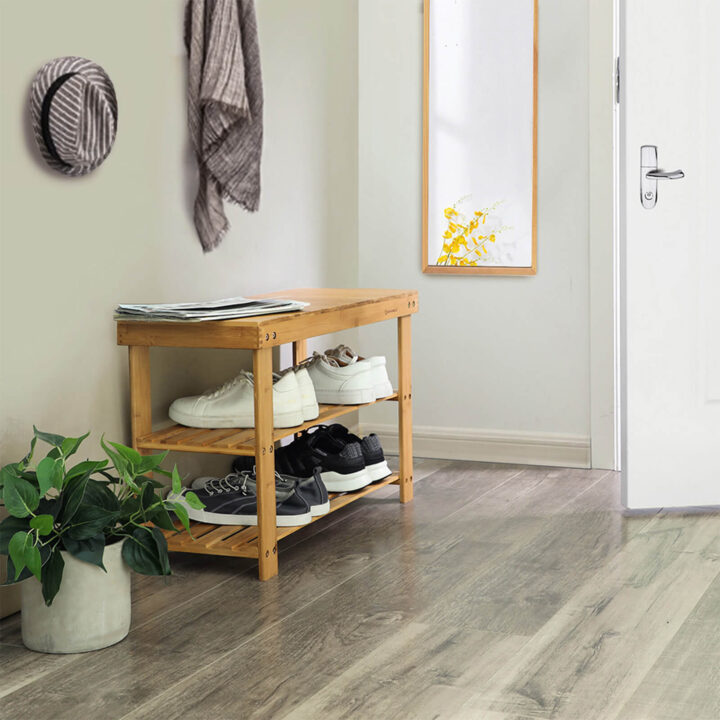 Bambusest kingade organiseerija 70×28.5x45cm, looduslik Jalatsikapid, jalatsiriiulid