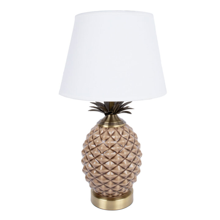 Laualamp ANANAS H45cm, kuppel: valge, jalg: pruun keraamika Laualambid Laualambid