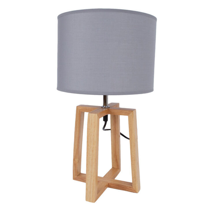 Laualamp WOODEN H44,5cm, kuppel: helehall, jalg: naturaalne puit Laualambid Laualambid