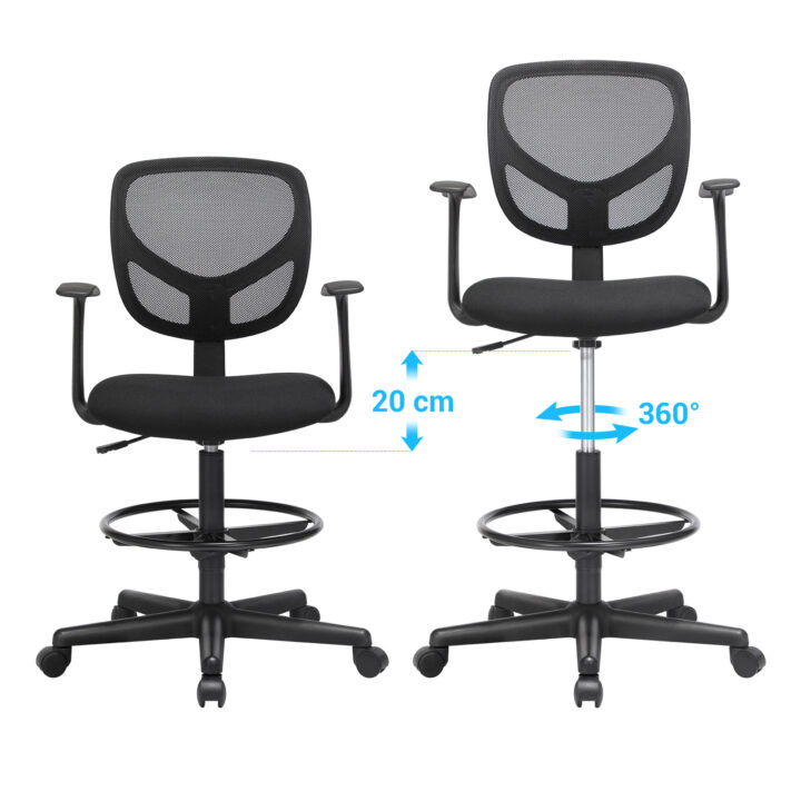 Joonistustool 64x64x(97-117) cm, must Kontoritoolid