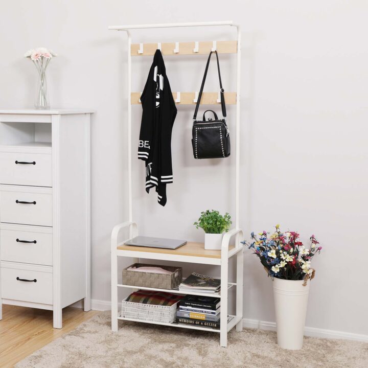 Riidenagi 72×33.7x183cm, kollane,kollane tamm+valge Riidestanged ja nagid