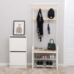 Riidenagi 72×33.7x183cm, kollane,kollane tamm+valge Riidestanged ja nagid