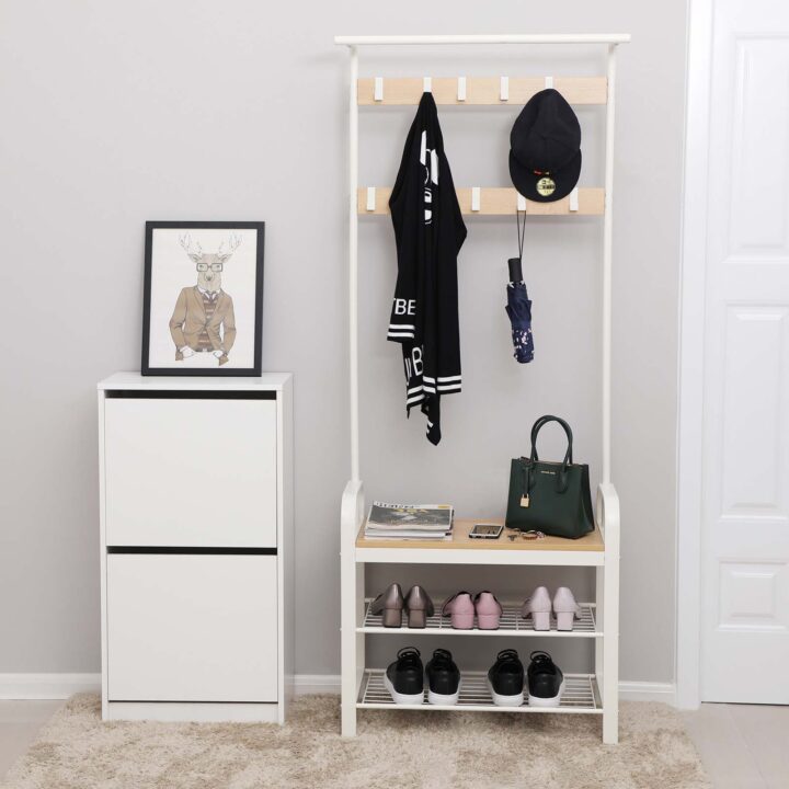Riidenagi 72×33.7x183cm, kollane,kollane tamm+valge Riidestanged ja nagid