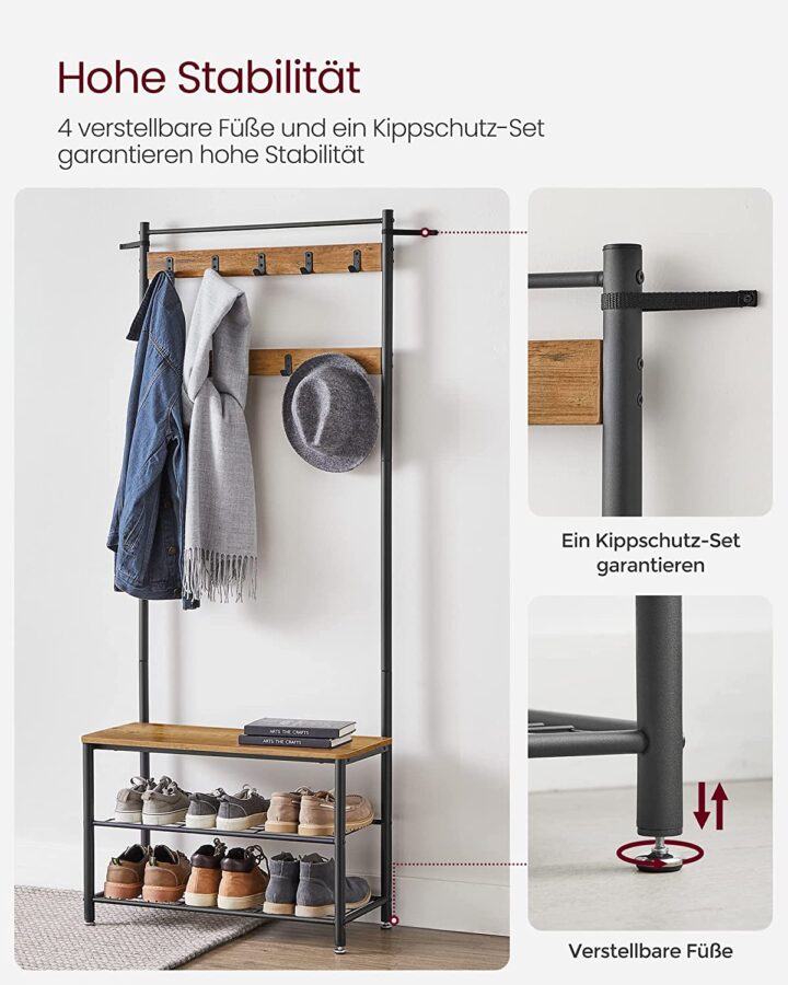 Riidenagi  70x32x177cm, pähklipuu pruun-must Riidestanged ja nagid