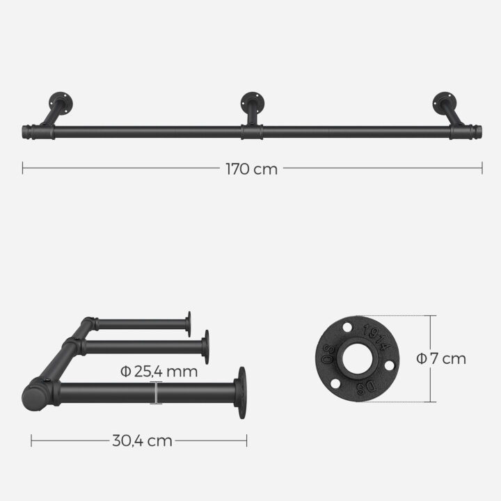 Riiderest 170×30.4x7cm, must Riidestanged ja nagid