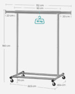 Riiderest (92-132)x45.4x160cm, silver Riidestanged ja nagid