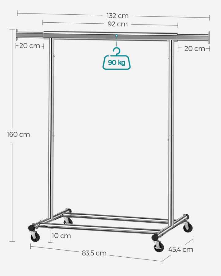 Riiderest (92-132)x45.4x160cm, silver Riidestanged ja nagid