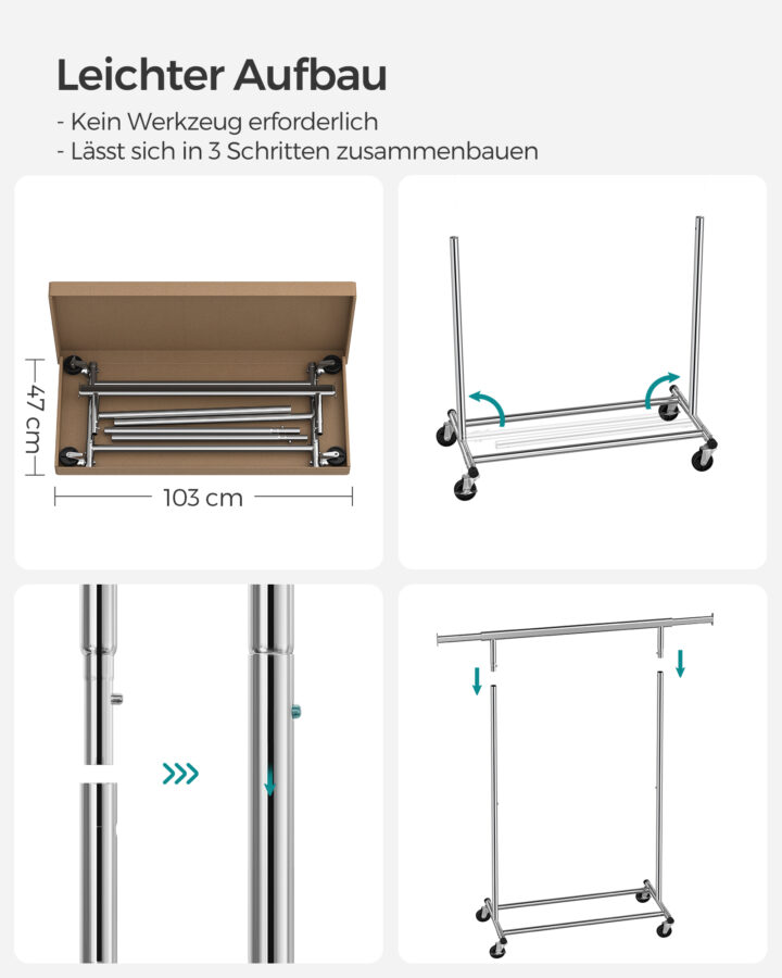 Riiderest (92-132)x45.4x160cm, silver Riidestanged ja nagid