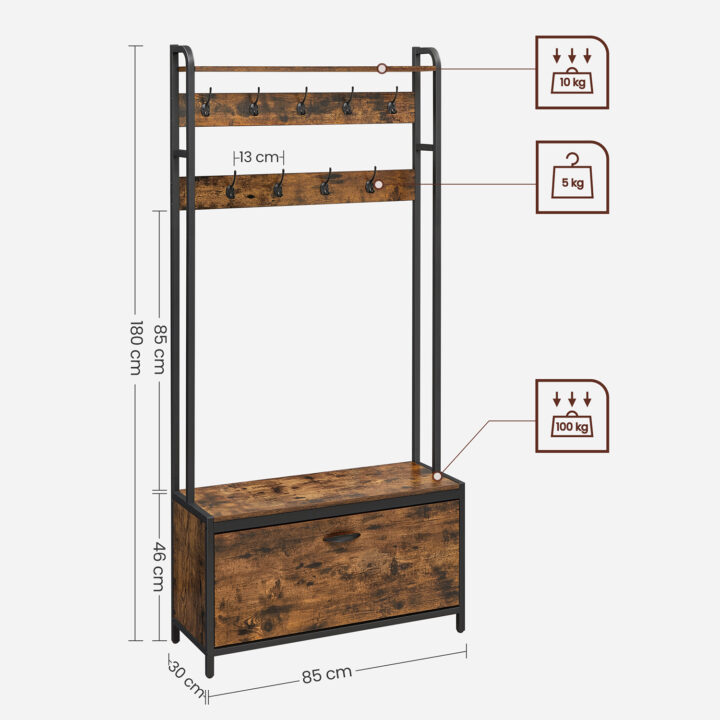 Riidenagi 85x30x180cm, must Riidestanged ja nagid