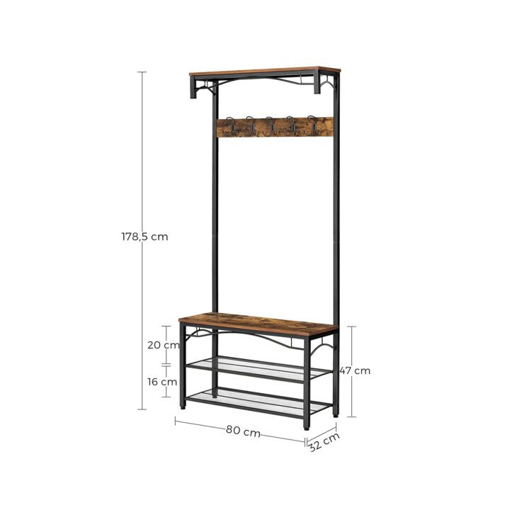 Riidenagi 80x32x178.5cm, antiikne, must Riidestanged ja nagid