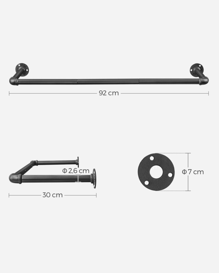 Riiderest 92x30x7.5cm, must Riidestanged ja nagid