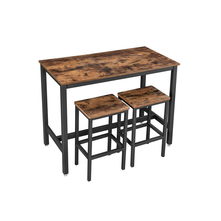 Baarilaua komplekt Table: 120x60x90cm Stool: 40x30x65cm, antiikne, must Baaripukid ja baarilauad