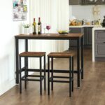Baarilaua komplekt Table: 120x60x90cm Stool: 40x30x65cm, antiikne, must Baaripukid ja baarilauad