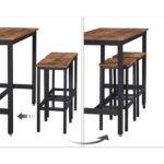Baarilaua komplekt Table: 120x60x90cm Stool: 40x30x65cm, antiikne, must Baaripukid ja baarilauad