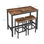 Baarilaua komplekt Table: 120x60x90cm Stool: 40x30x65cm, antiikne, must Baaripukid ja baarilauad