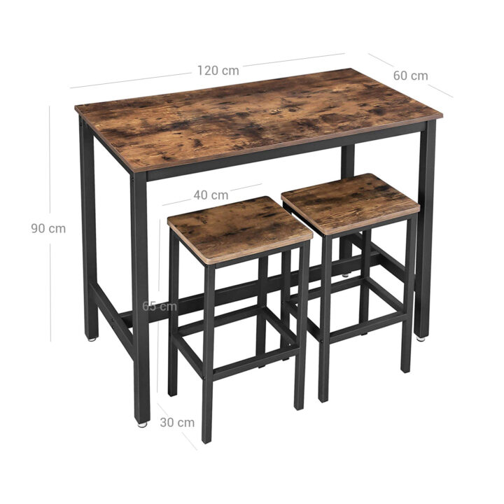 Baarilaua komplekt Table: 120x60x90cm Stool: 40x30x65cm, antiikne, must Baaripukid ja baarilauad