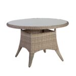 Aiamööblikomplekt PACIFIC 4-tooliga (10494) D120xH75cm, alumiiniumraam plastikpunutisega, värvus: hallikasbeež Söögilaua komplektid G01-100 Söögilaua komplektid