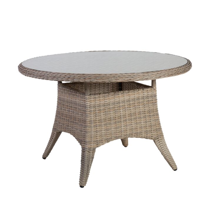 Aiamööblikomplekt PACIFIC 4-tooliga (10494) D120xH75cm, alumiiniumraam plastikpunutisega, värvus: hallikasbeež Söögilaua komplektid G01-100 Söögilaua komplektid
