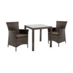 Aiamööblikomplekt WICKER laud ja 2 tooli, tumepruun Mix&Match cappuccino G01-100 Söögilaua komplektid