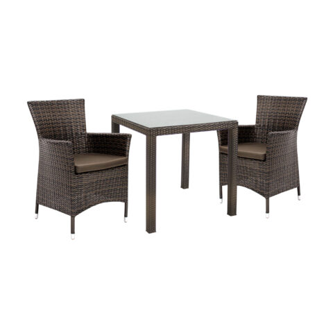 Aiamööblikomplekt WICKER laud ja 2 tooli, tumepruun Mix&Match cappuccino G01-100 Söögilaua komplektid